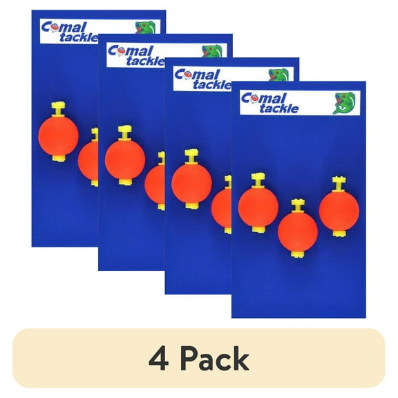 (4 pack) Comal Tackle Round Snap-On Float, Red, 3 Pack