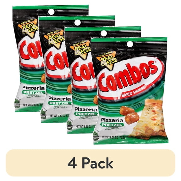 (4 pack) Combos Baked Snacks Pizzeria Pretzel 6.3 oz Pack of 2
