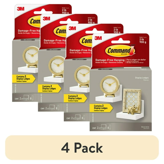 (4 pack) Command Display Ledges, Quartz, 2 Wall Display Ledges