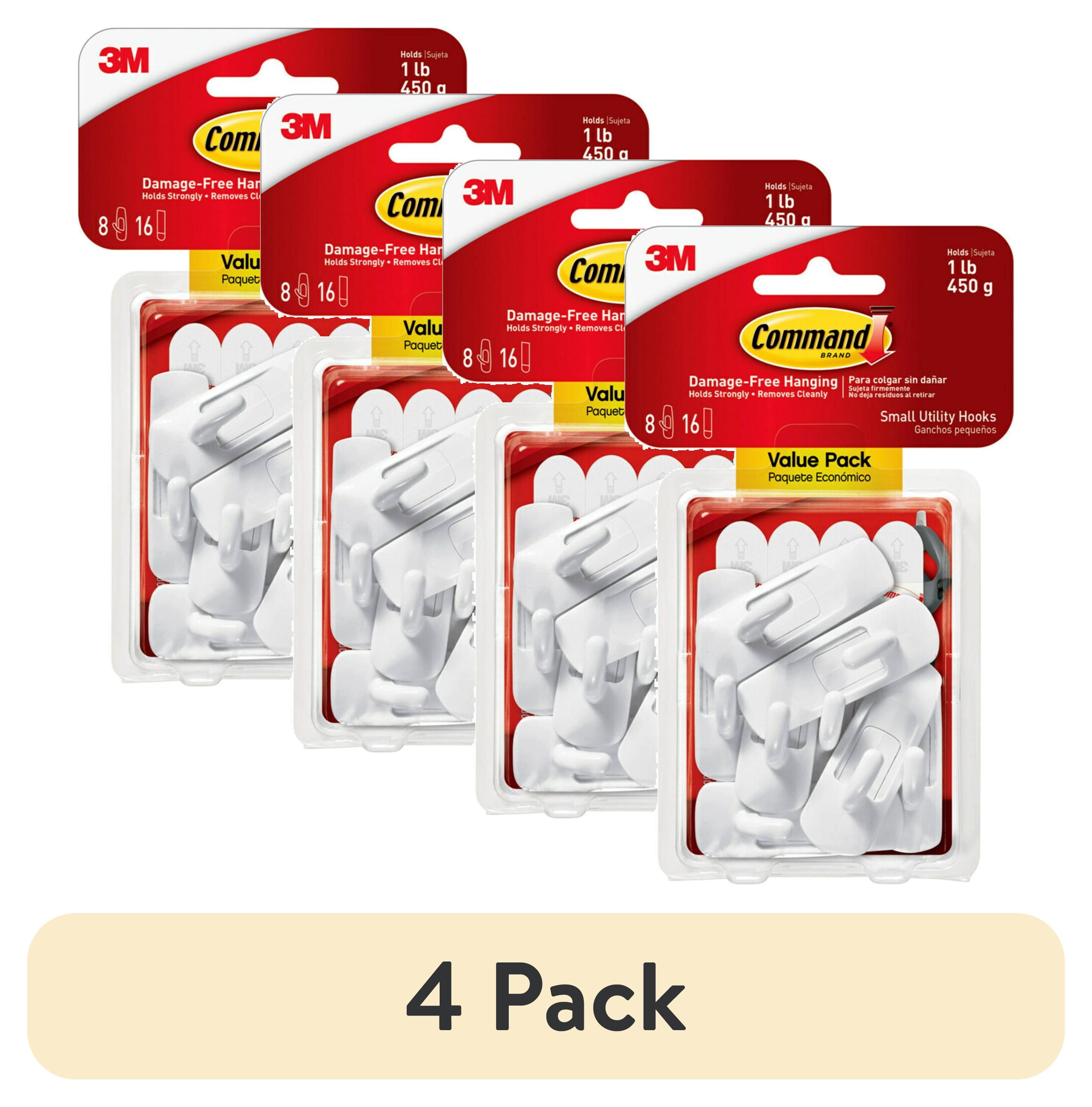 Small White Plastic Adhesive Utility Hooks Value Pack