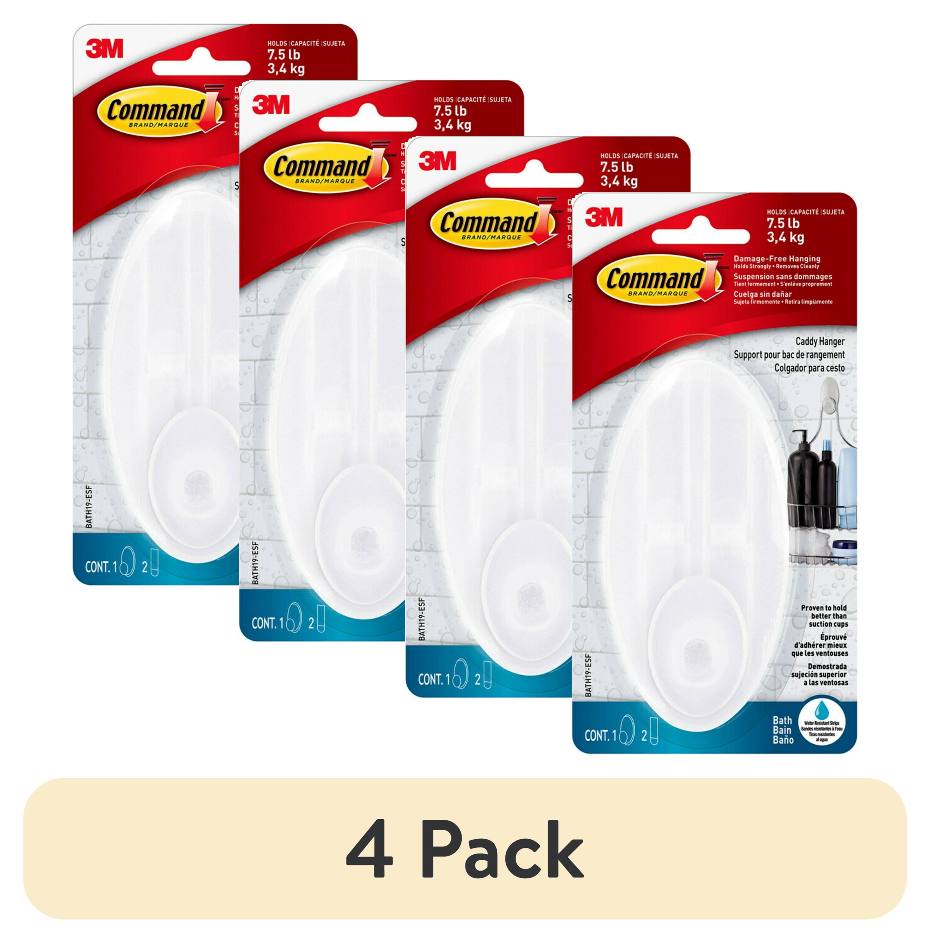 (4 pack) Command Large Caddy Hanger, Frosted Finish, Plastic, 1 Wall Hanger, Bathroom Organization