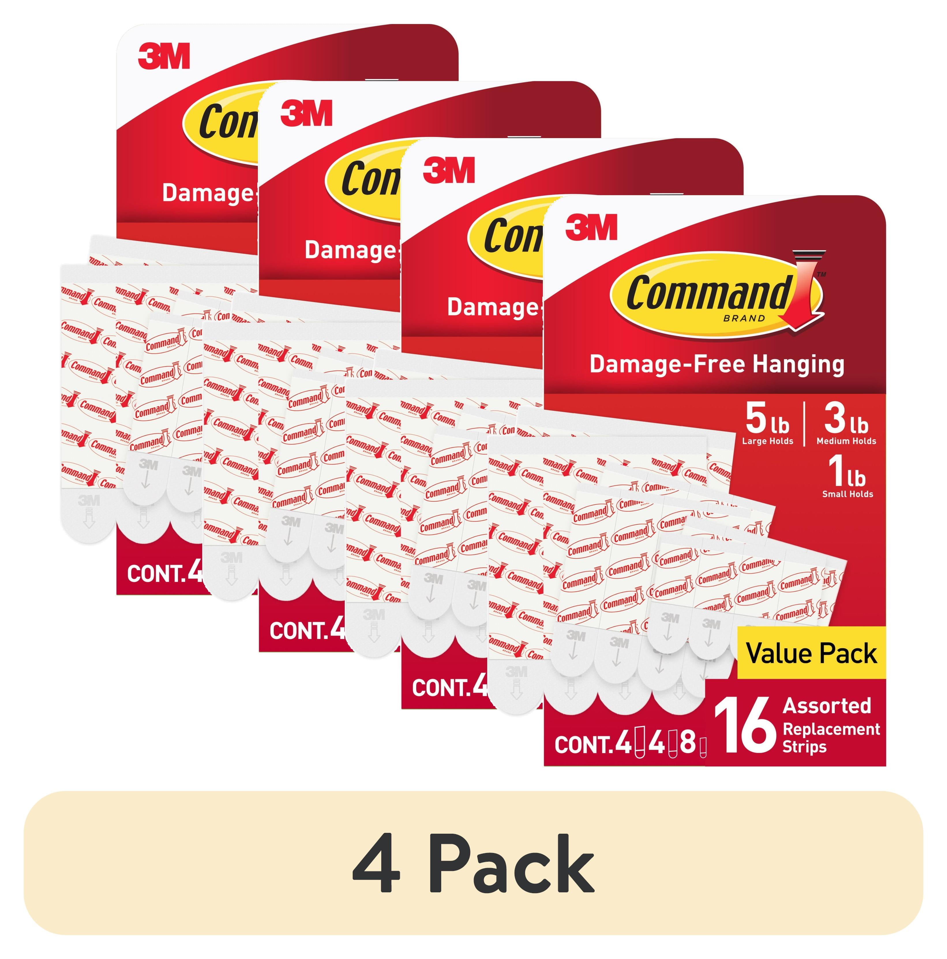 (4 pack) Command Refill Strips, White, 8 Small, 4 Medium & 4 Large Value Pack