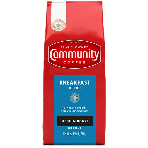 (4 pack) Community Coffee Breakfast Blend Medium Roast Ground 32 oz Gable Top