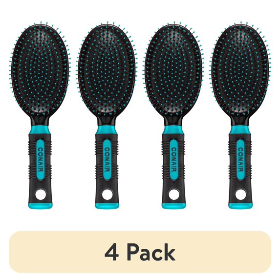 (4 pack) Conair Grip & Glide Travel and Full Size Cushion Hairbrush Set, 2 Pieces