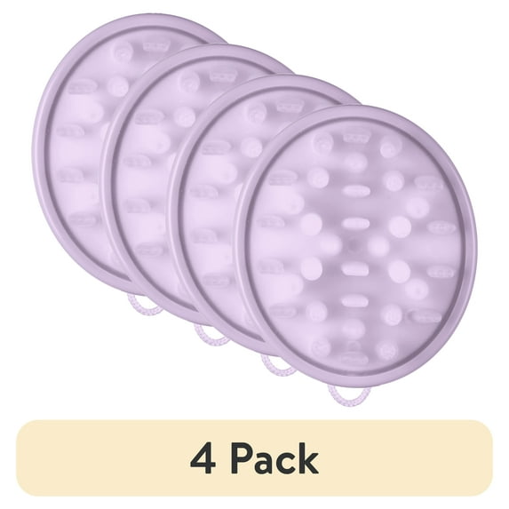 (4 pack) Conair Scalp Care Shampoo Massage Brush, Triple-Action Bristles for All Hair Types, Purple