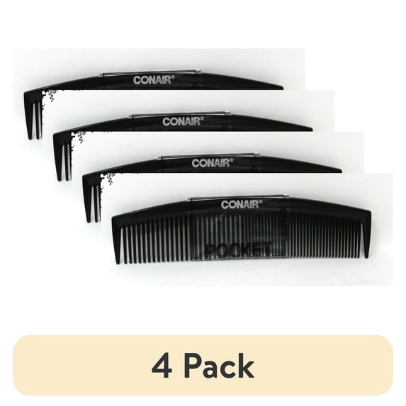 (4 pack) Conair Single 5-Inch Pocket Fine Tooth Men's Hair Comb (Black)