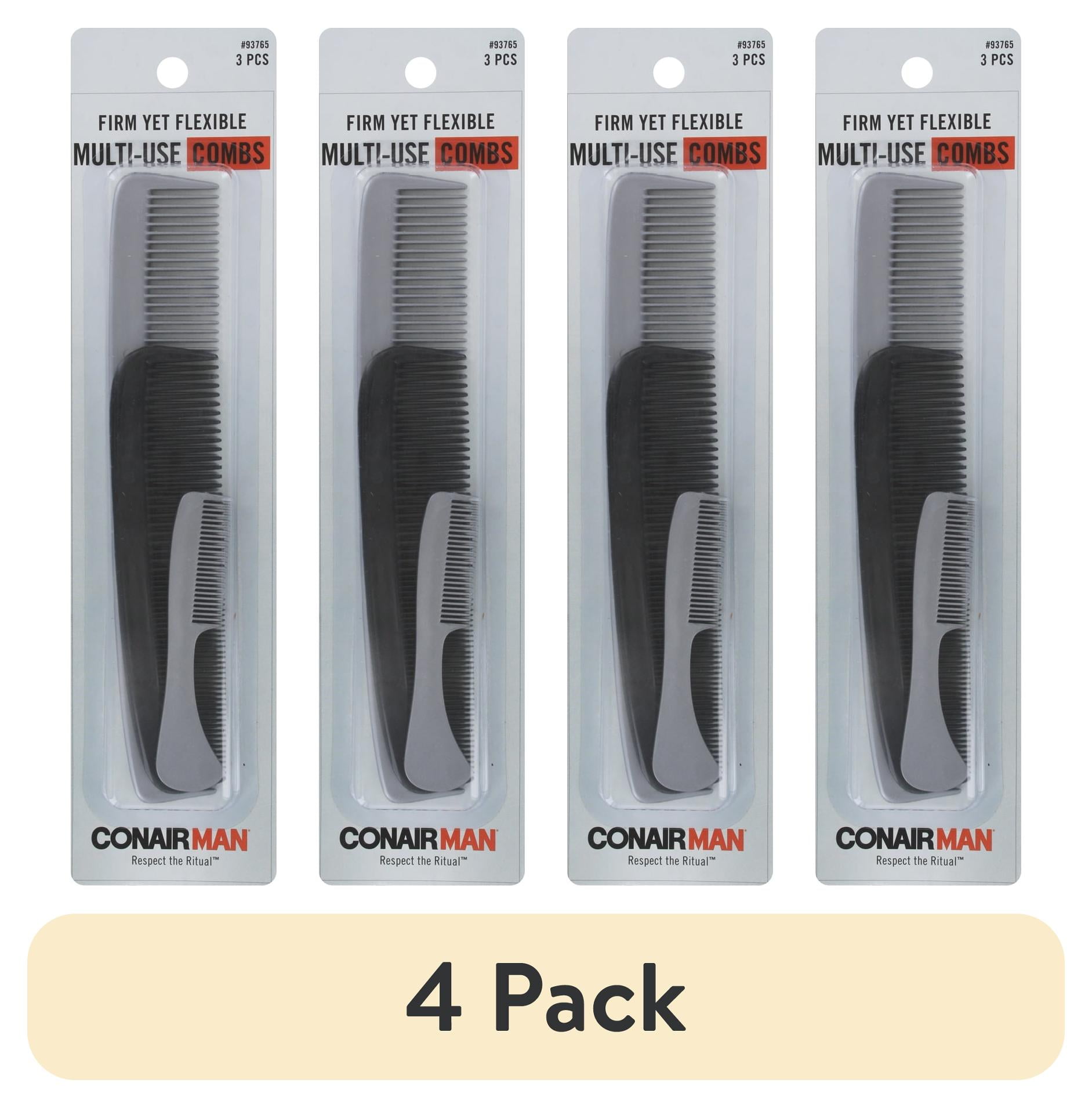 (4 pack) ConairMan Firm Yet Flexible Multi-Use Hair Combs, Assorted ...
