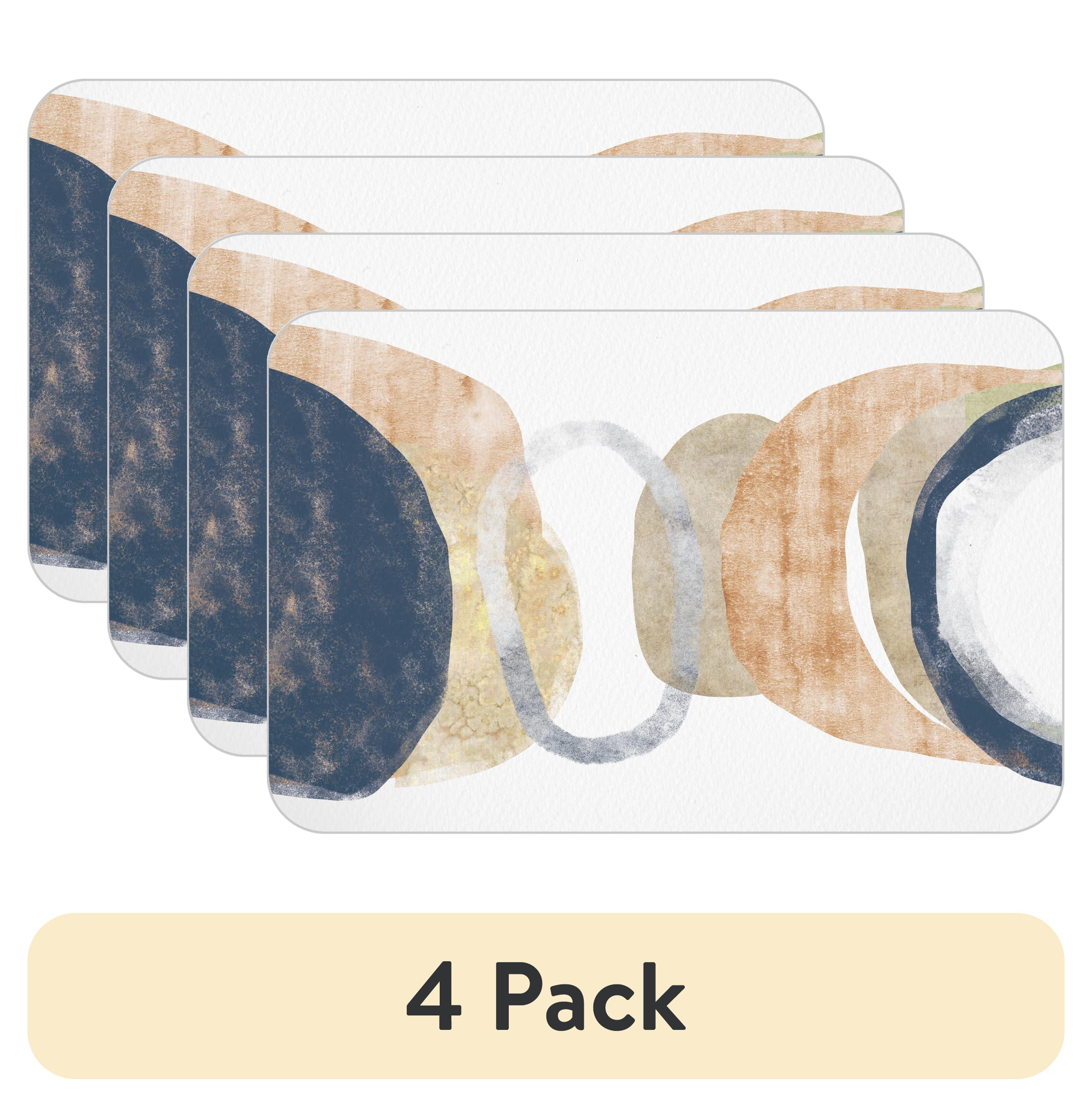 (4 pack) Conimar Blue Abstract Reversible Flexible Plastic Placemat