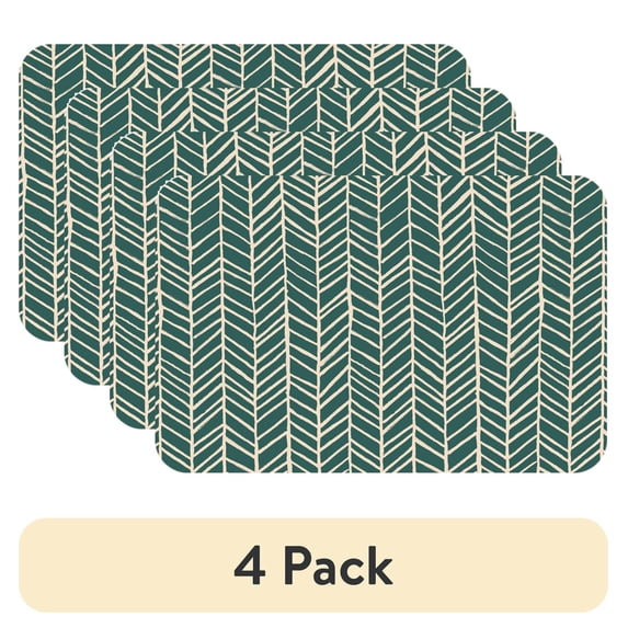 (4 pack) Conimar Chevron Spice, Reversible Individual Table Placemat, 17.13" x 11.25", Flexible Plastic