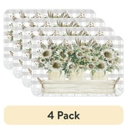 (1 pack) Conimar Farmhouse Sunflowers Reversible Flexible Plastic Placemat