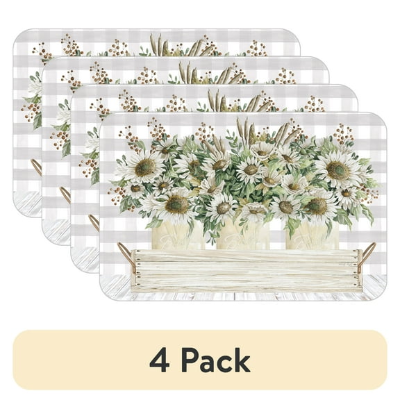 (1 pack) Conimar Farmhouse Sunflowers Reversible Flexible Plastic Placemat