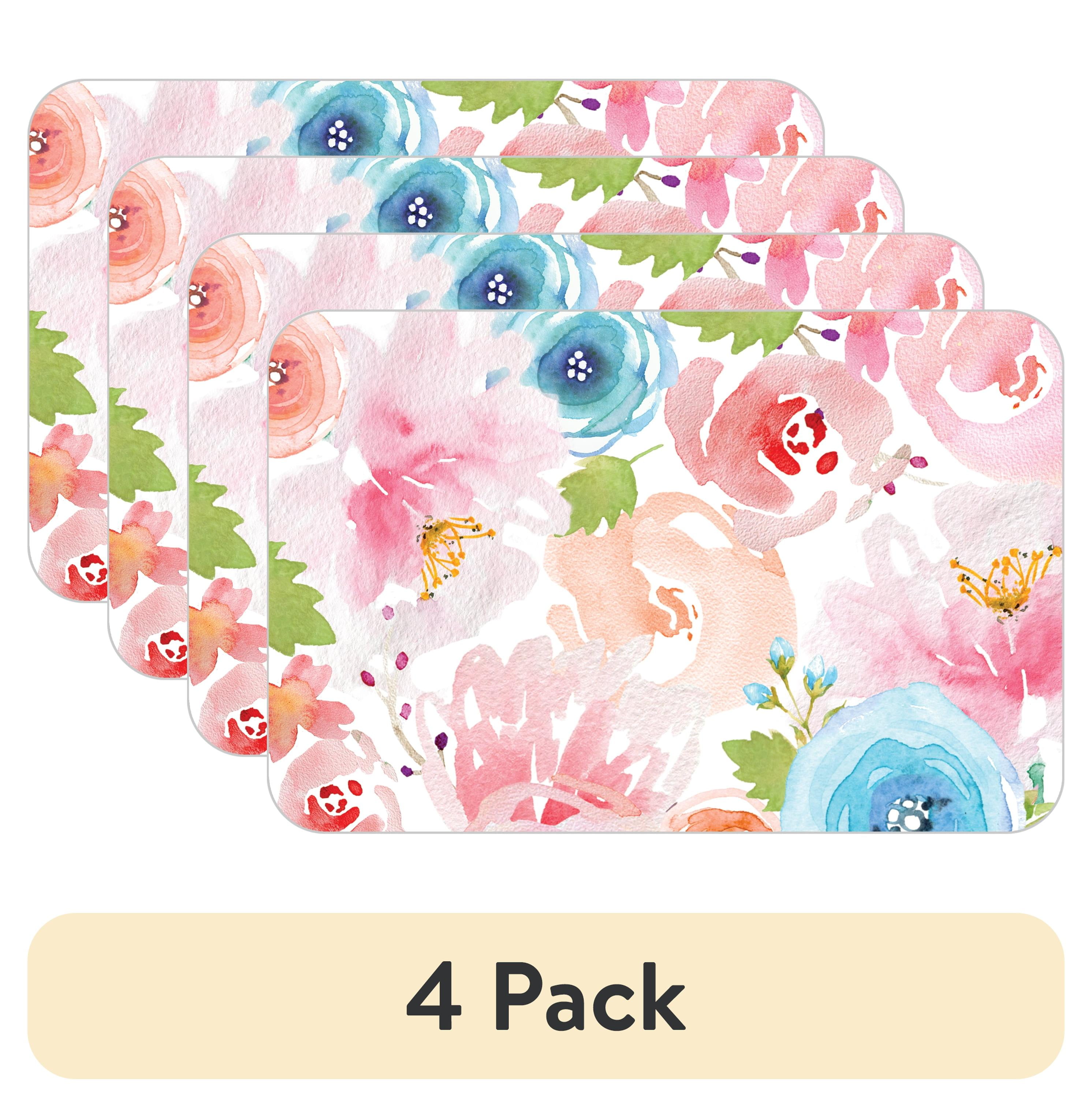 (4 pack) Conimar Floral Splash Reversible Flexible Plastic Placemat