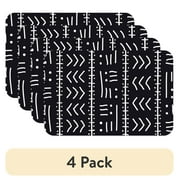 (4 pack) Conimar Tribal Texture , Reversible Black and White Placemat, 17.13" x 11.25", Individual Count, Flexible Plastic