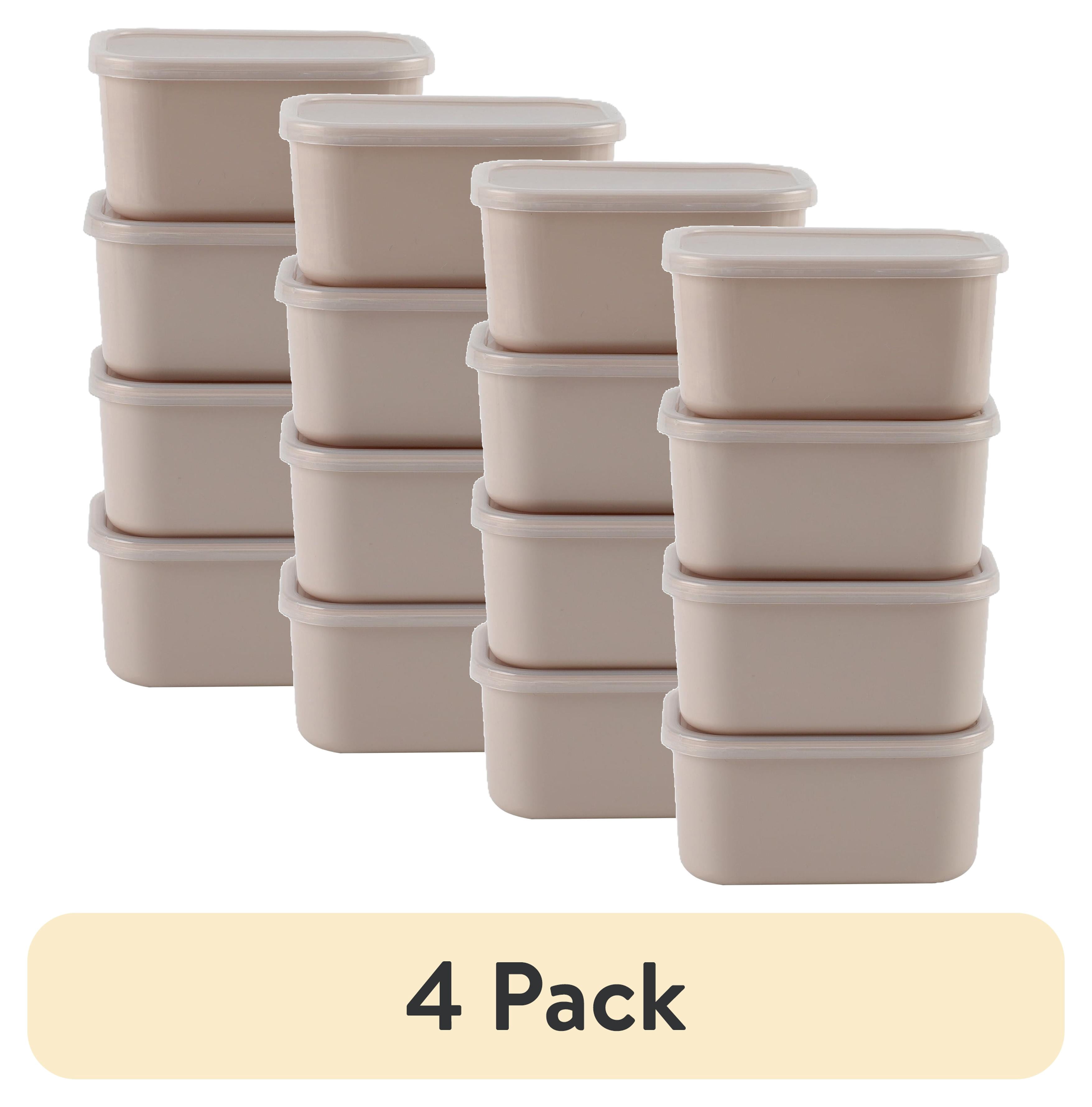 (4 pack) Cook with Color 4 Piece Snackle Box Pods with Lids, Taupe, Portable and Dishwasher Safe, Well Suited for Sauces, Snacks, and Small Lunch Items