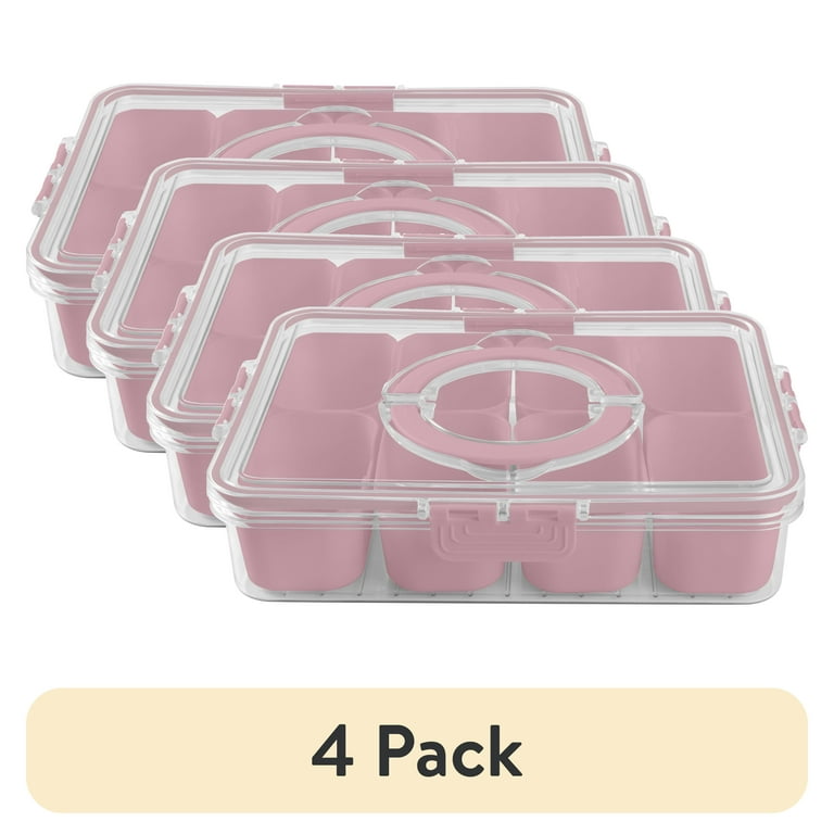 COOK WITH COLOR 4 Pack 8-Compartment Snackle Box Divided Serving