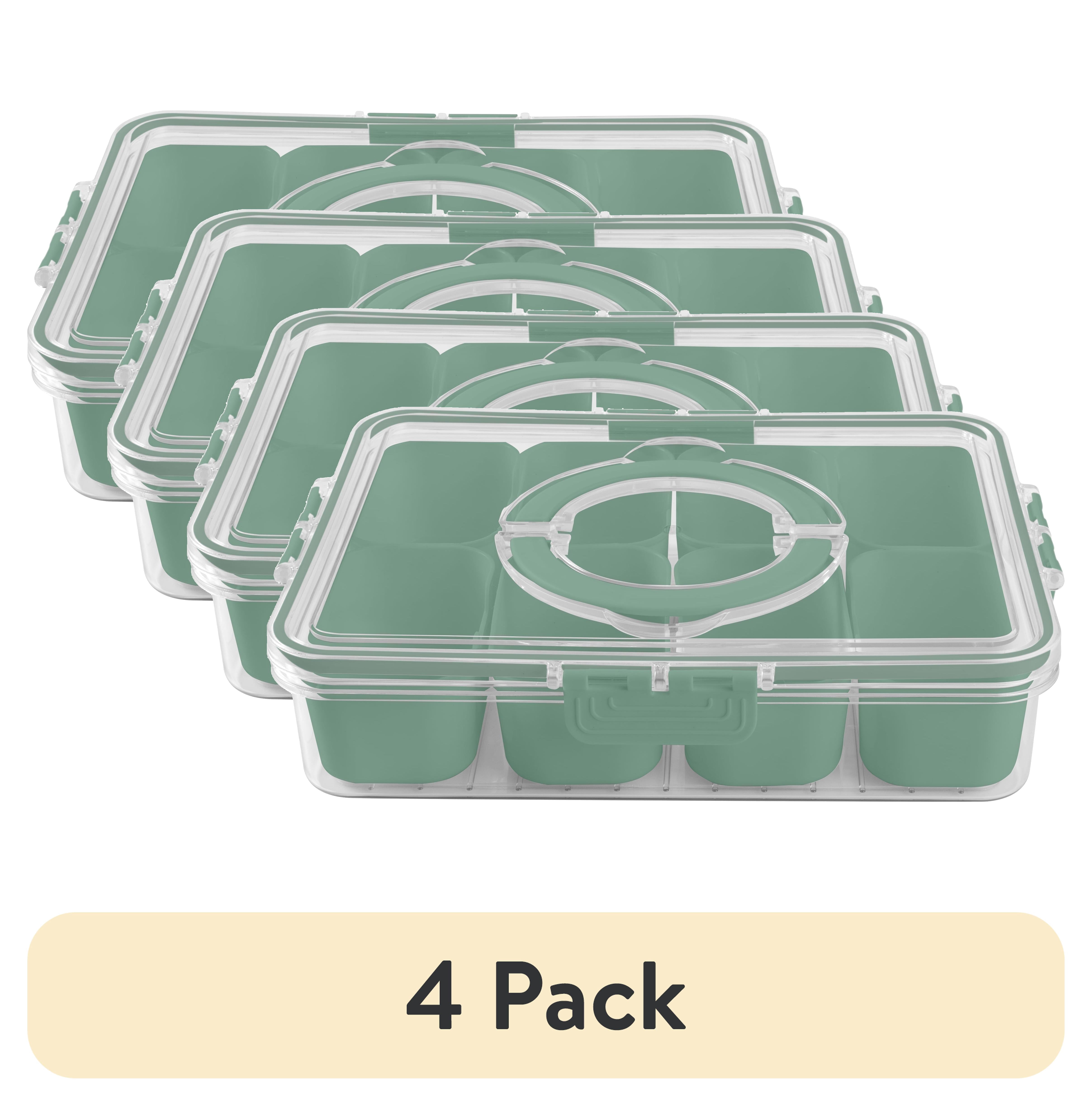 (4 pack) Cook With Color Snackle box for Kids Lunch Box and Snack Container, Sage