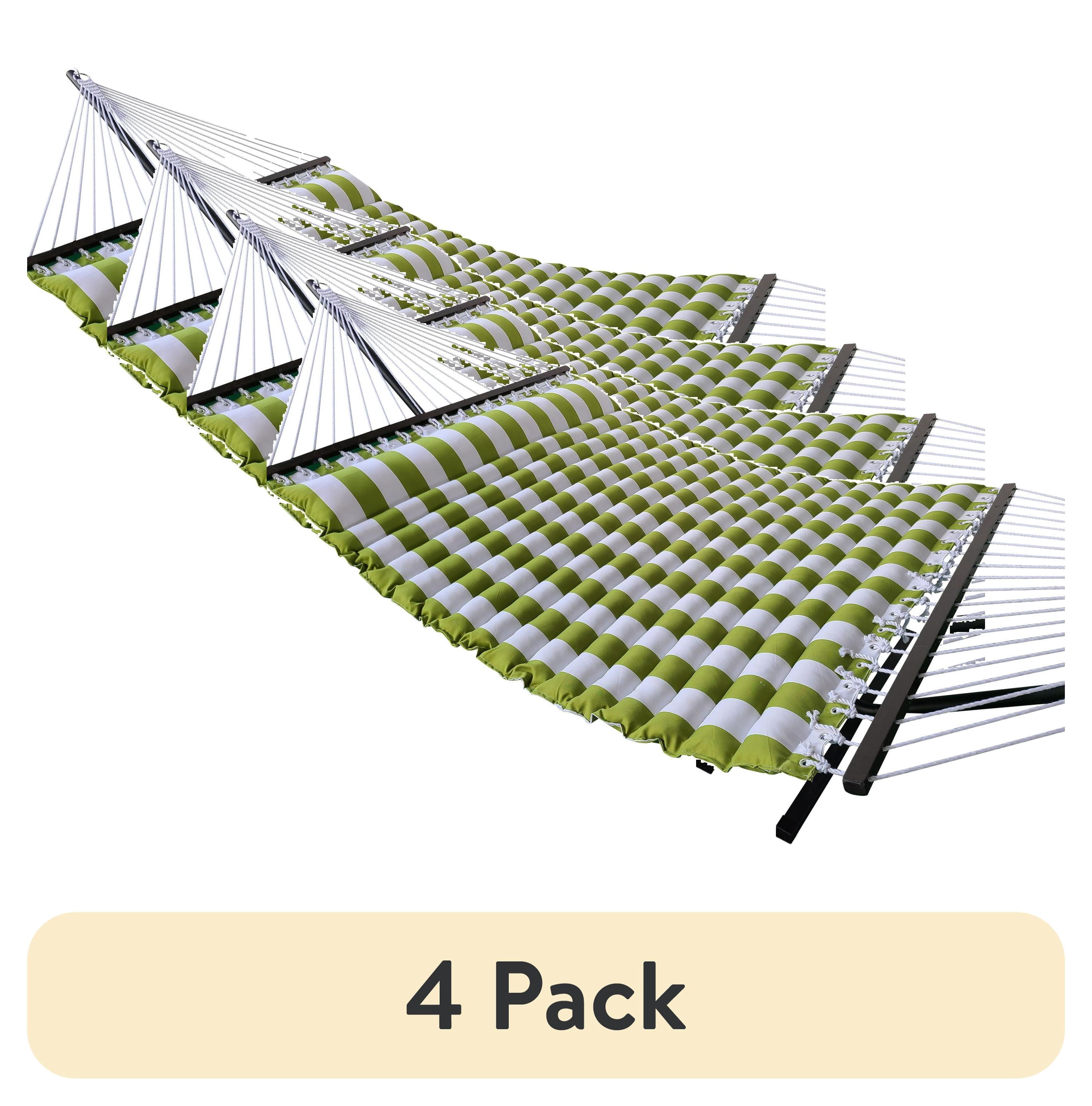 (4 pack) Coral Coast GreenThick Stripe Pillow Top Hammock, Green White Color, Product Assembled Size 11.65 ft L x 4.5 ft W