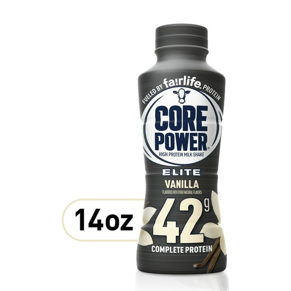(4 pack) Core Power Elite High Protein Shake with 42g Protein by fairlife Milk, Vanilla, 14 fl oz