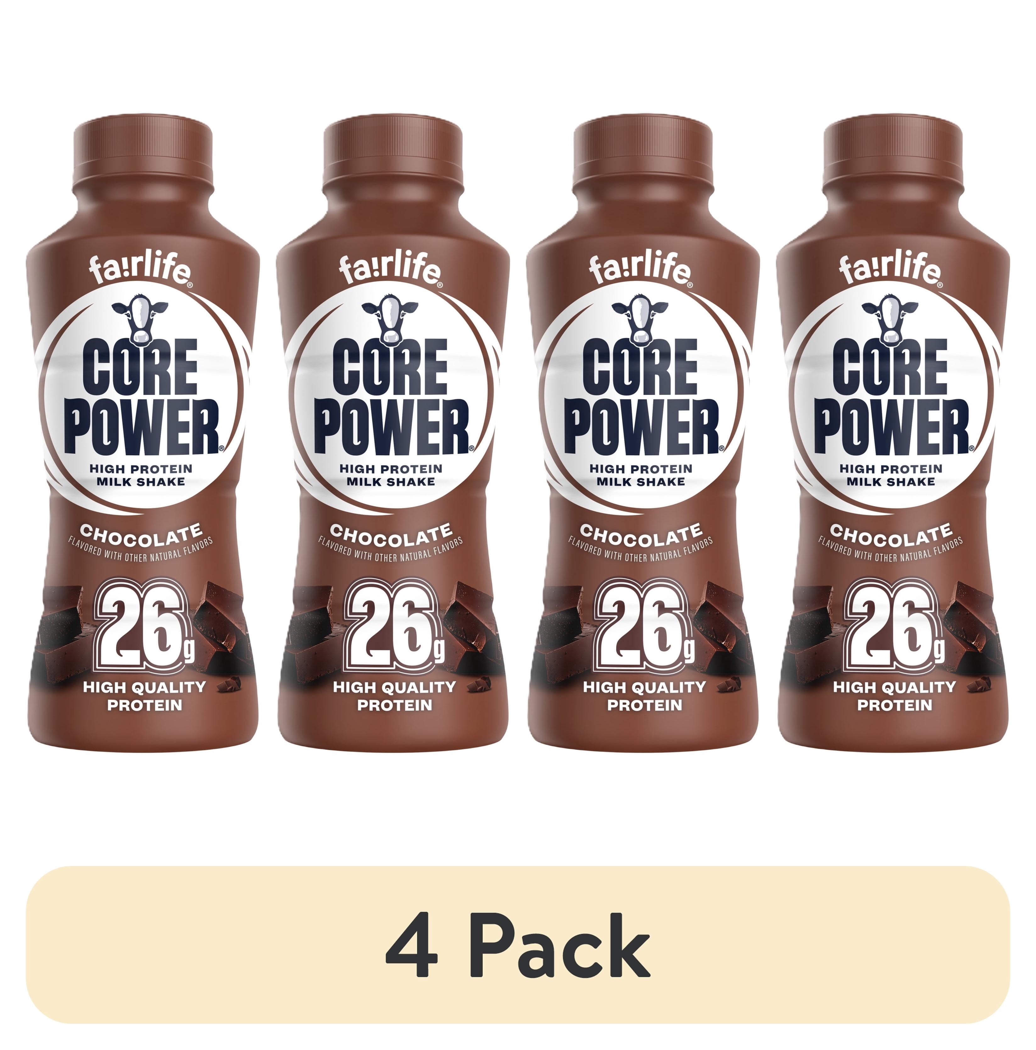 (4 pack) Core Power Protein Shake, Chocolate, 26g Bottle, 14 fl oz