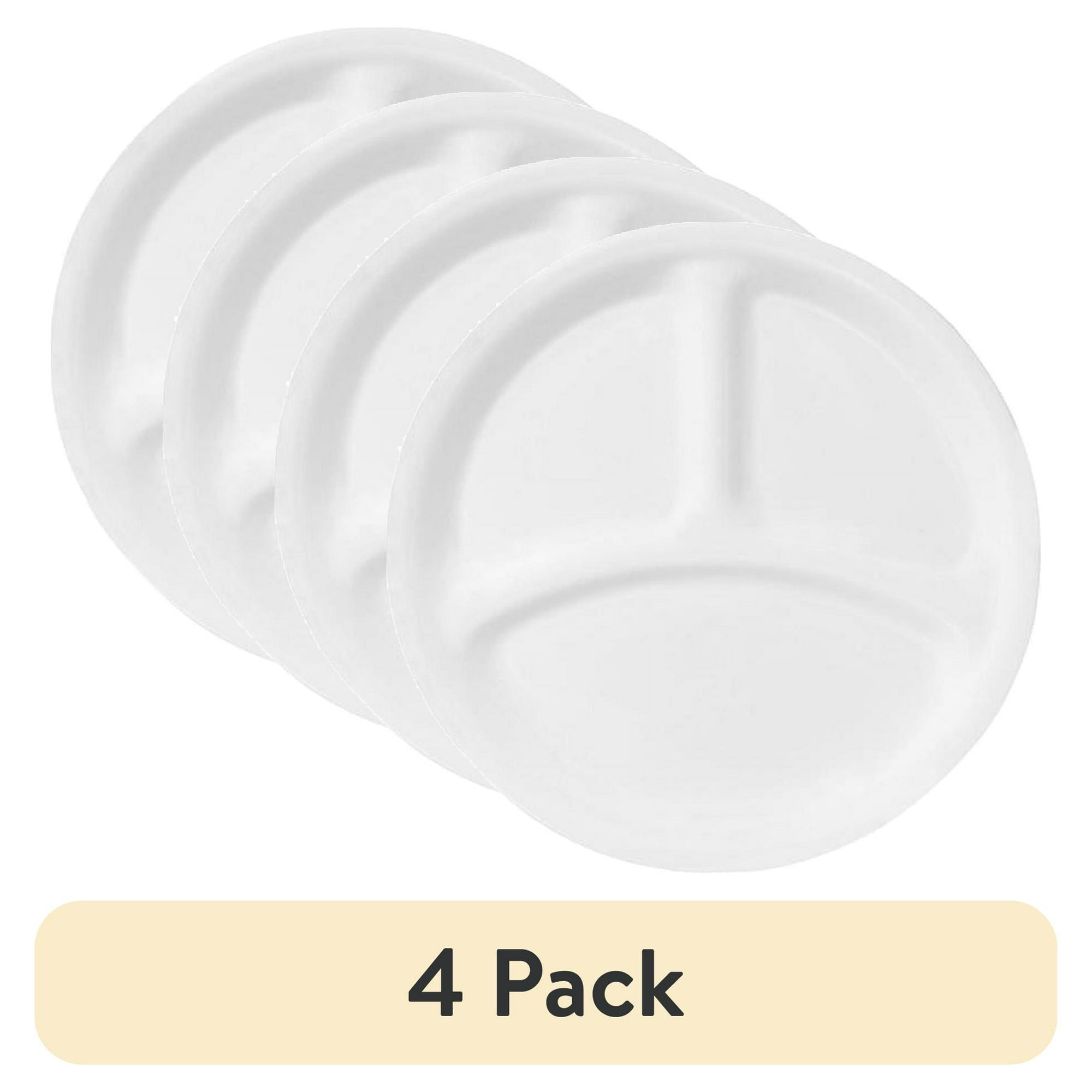 (4 pack) Corelle Winter Frost White, Round Divided Dinner Plate, 10.25"