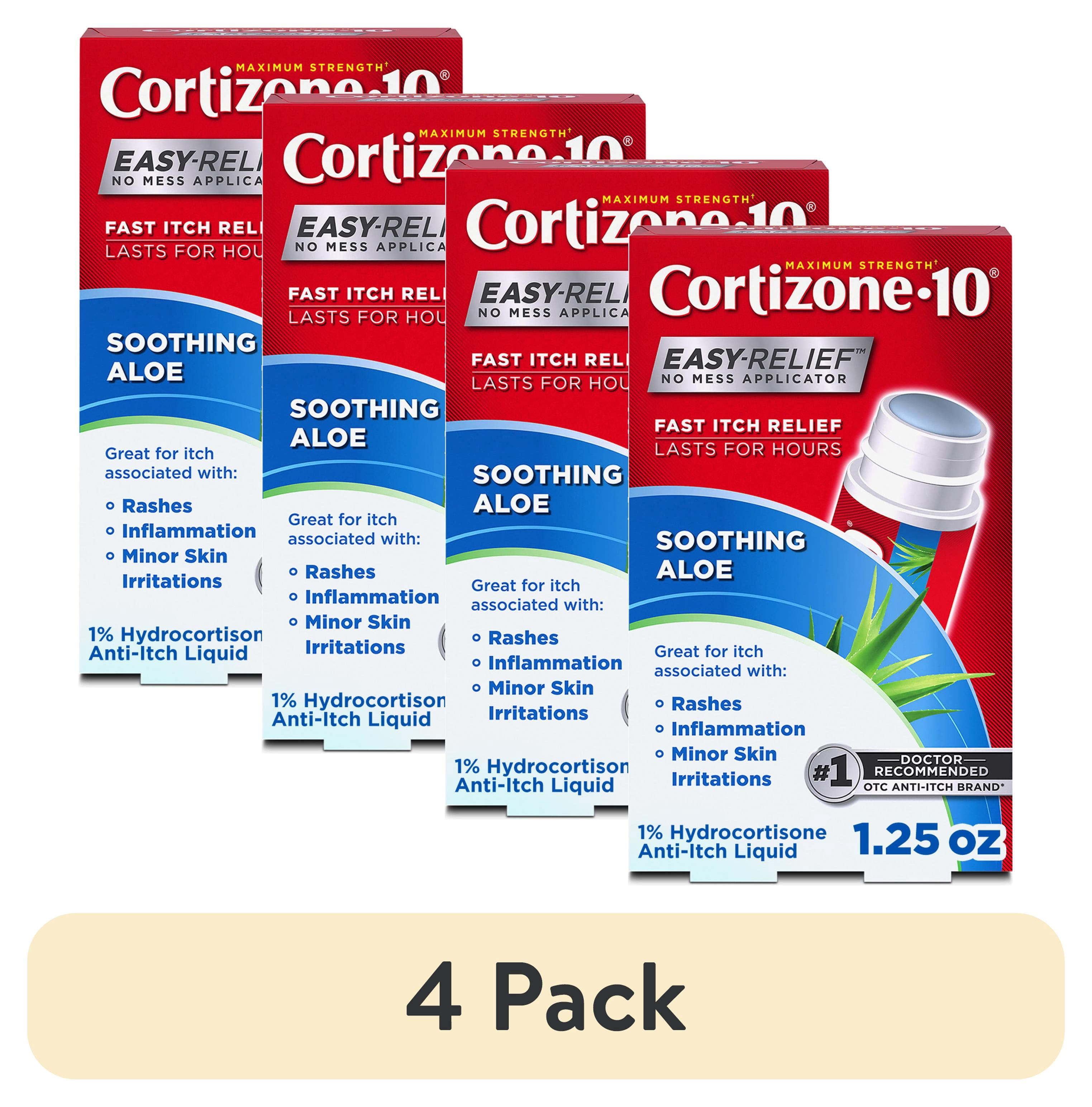 (4 pack) Cortizone-10 1% Hydrocortisone Anti Itch Roll-on Liquid for Eczema and Bug Bite Relief, Maximum Strength, 1.25 fl oz