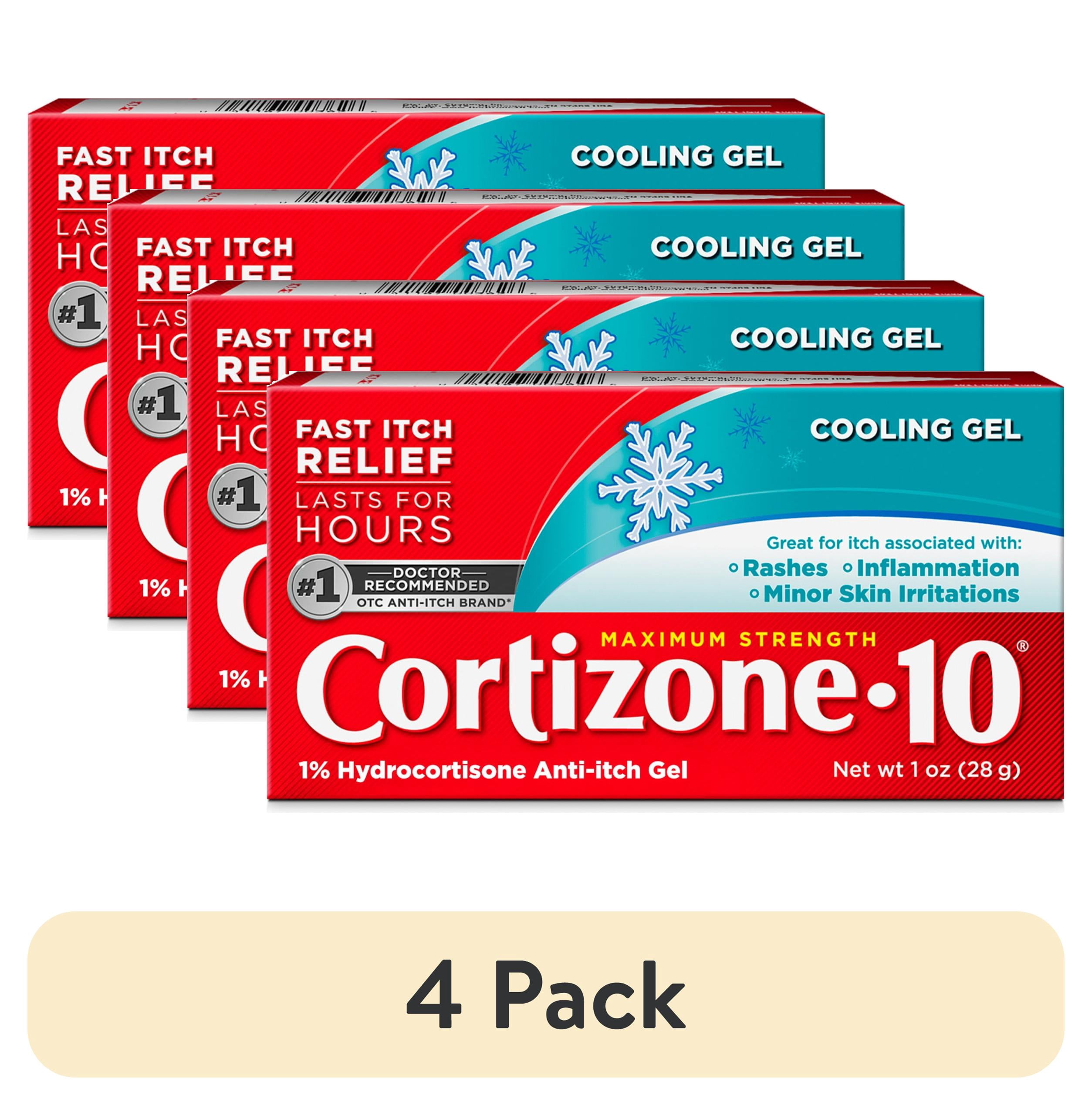 (4 pack) Cortizone-10 Maximum Strength Cooling Itch Relief Gel, 1% Hydrocortisone, Fast-Acting, Anti-Itch Gel for Bug Bites, Rash, Eczema, Psoriasis, Poison Ivy, Oak, Sumac & More, 1 oz