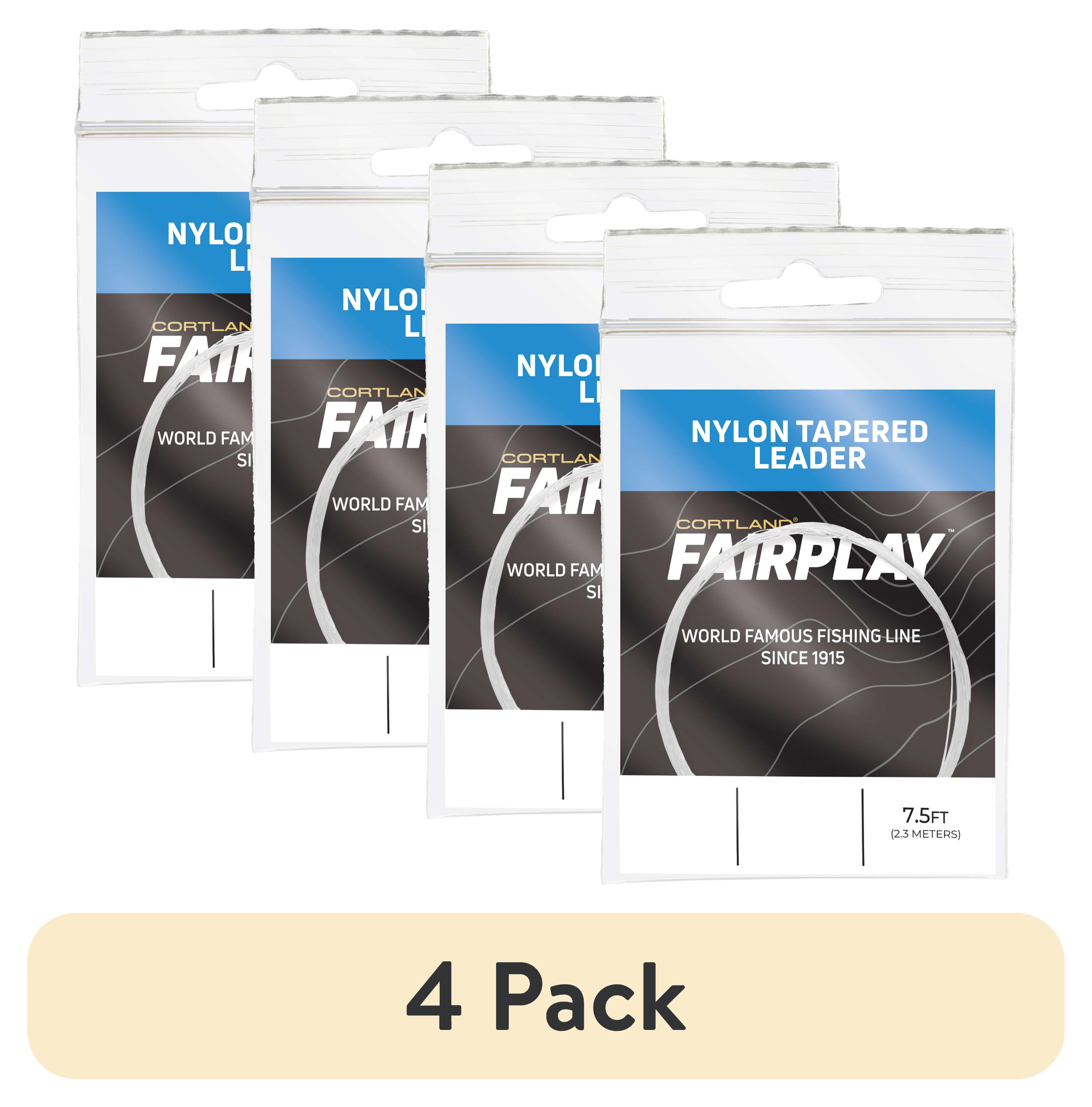 (4 pack) Cortland Fairplay 7.5' Nylon Monofilament Tapered Fly Fishing Leader, No Loop, 1X, 10-Pound Test, 605169