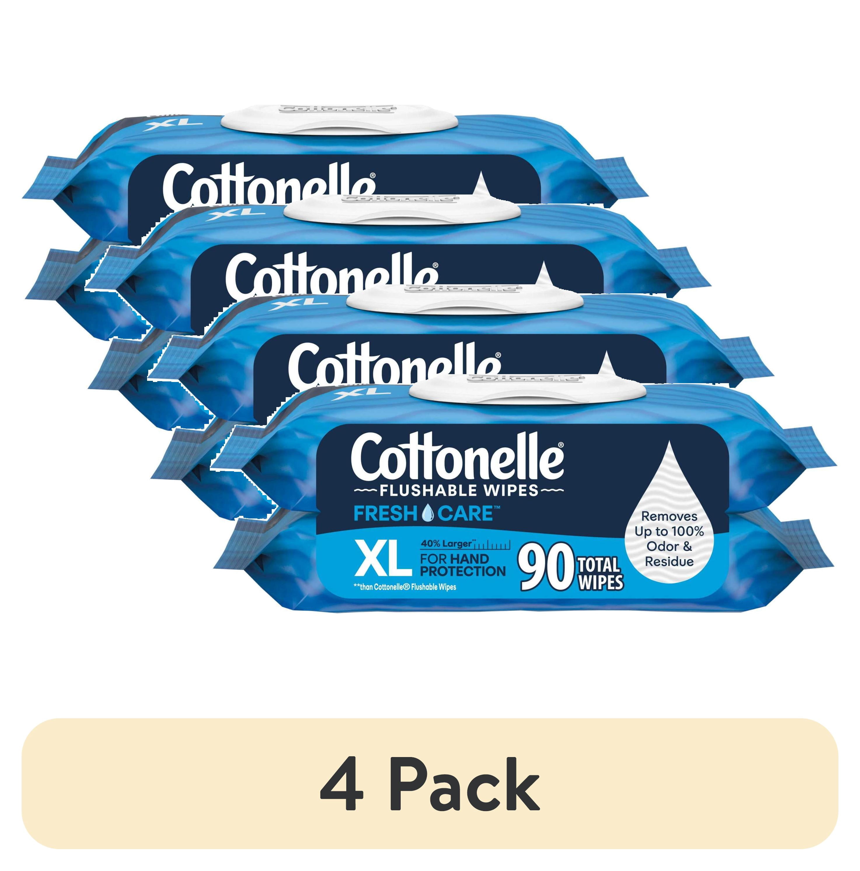 (4 pack) Cottonelle XL Flushable Wet Wipes, 2 Flip-Top Packs