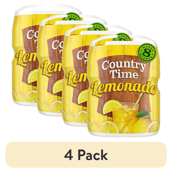 (4 pack) Country Time Lemonade Powdered Drink Mix, 1 Canister, for Flavorful Hydration and Shareable Refreshment, Naturally Flavored with Other Natural Flavor, No Artificial Sweeteners or Flavors, 19 oz