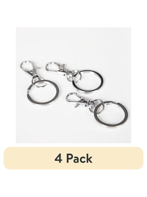 (4 pack) Cousin DIY 3 Piece Silver Finish Metal Key Rings for Crafting and Everyday Use, 54mm