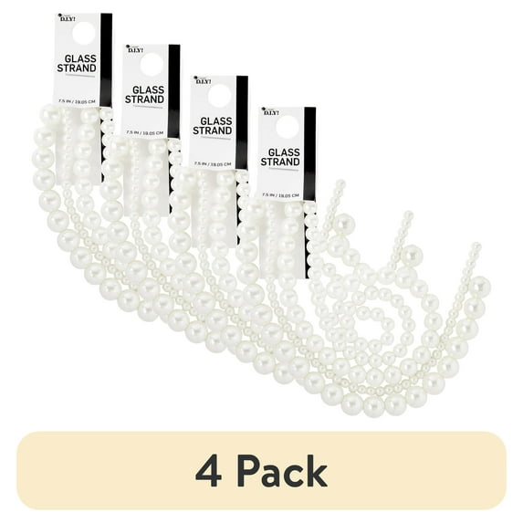 (4 pack) Cousin DIY 4-Strand White Pearl Glass Beads, 7.5 inch, White, 120 Piece, Unisex, Adult, 69992050