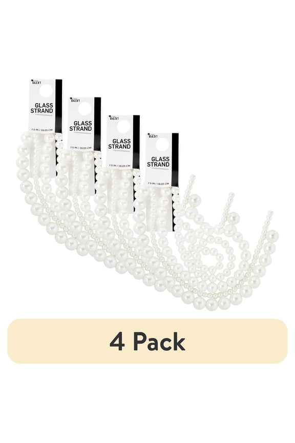 (4 pack) Cousin DIY 4-Strand White Pearl Glass Beads, 7.5 inch, White, 120 Piece, Unisex, Adult, 69992050