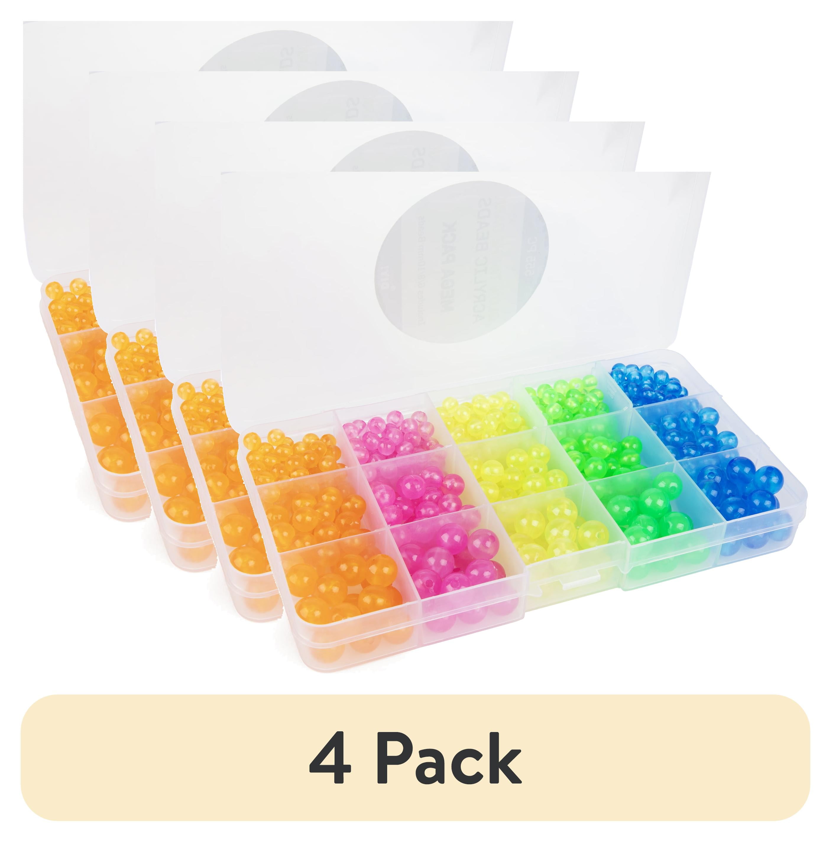 (4 pack) Cousin DIY Acrylic Glow in The Dark Bead Mix with Case, 155g, 555 Piece, Adult, 69995751