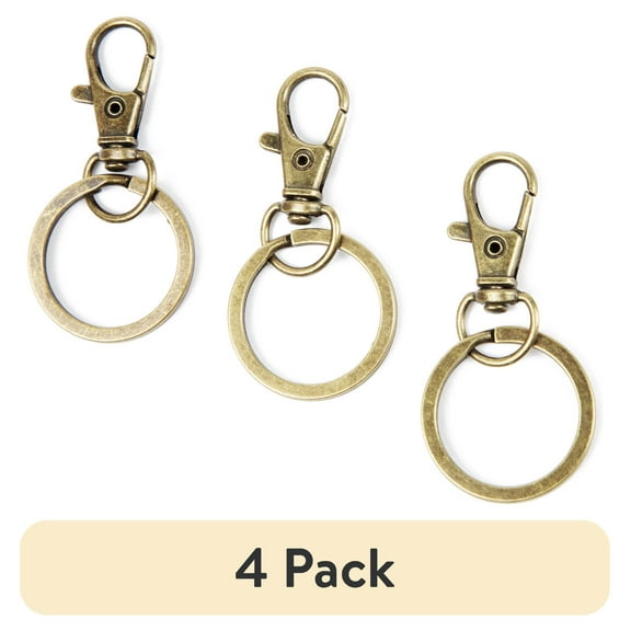(4 pack) Cousin DIY Antique Brass Large Metal Lobster Clasps with Key Ring, 3 Pc.