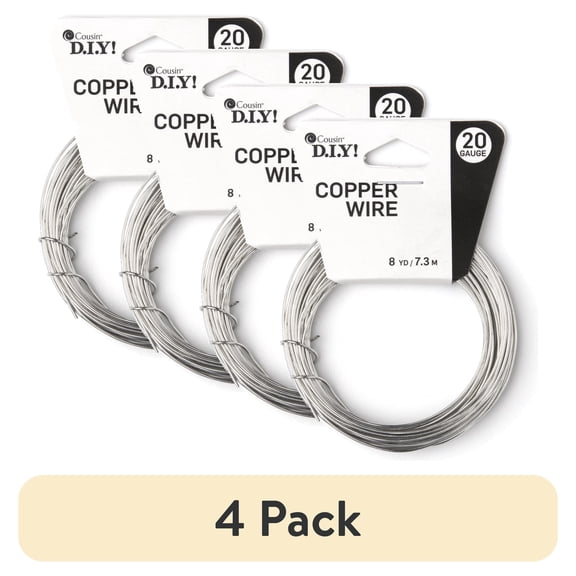 (4 pack) Cousin DIY Silver Finish Coated Copper Wire 20 Gauge 24 ft Jewelry Making and Craft Wire Roll