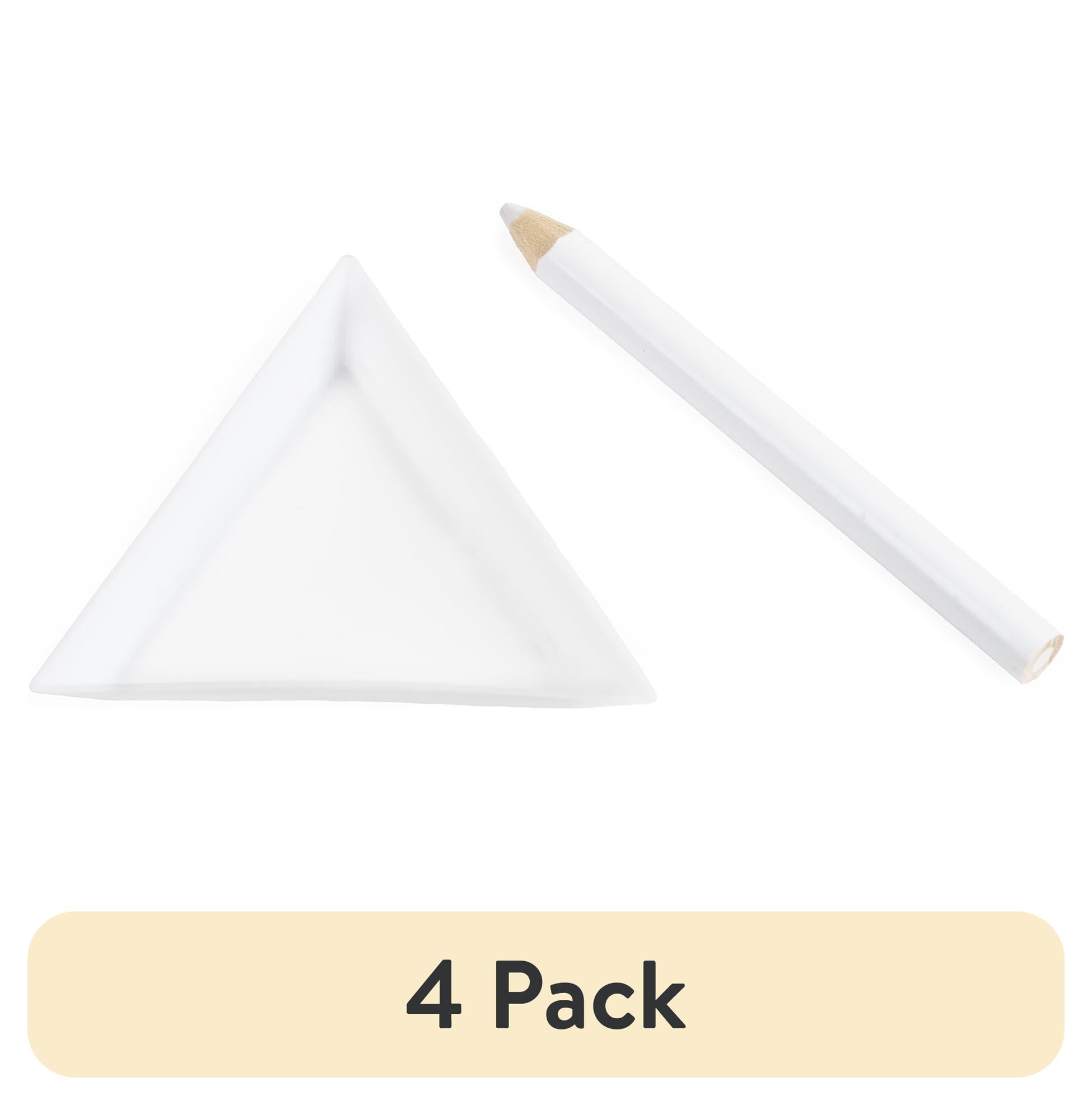 (4 pack) Cousin DIY Flatback Crystal Tool Kit, Plastic White Triangle Tray and Wax Pencil-Model 69996008
