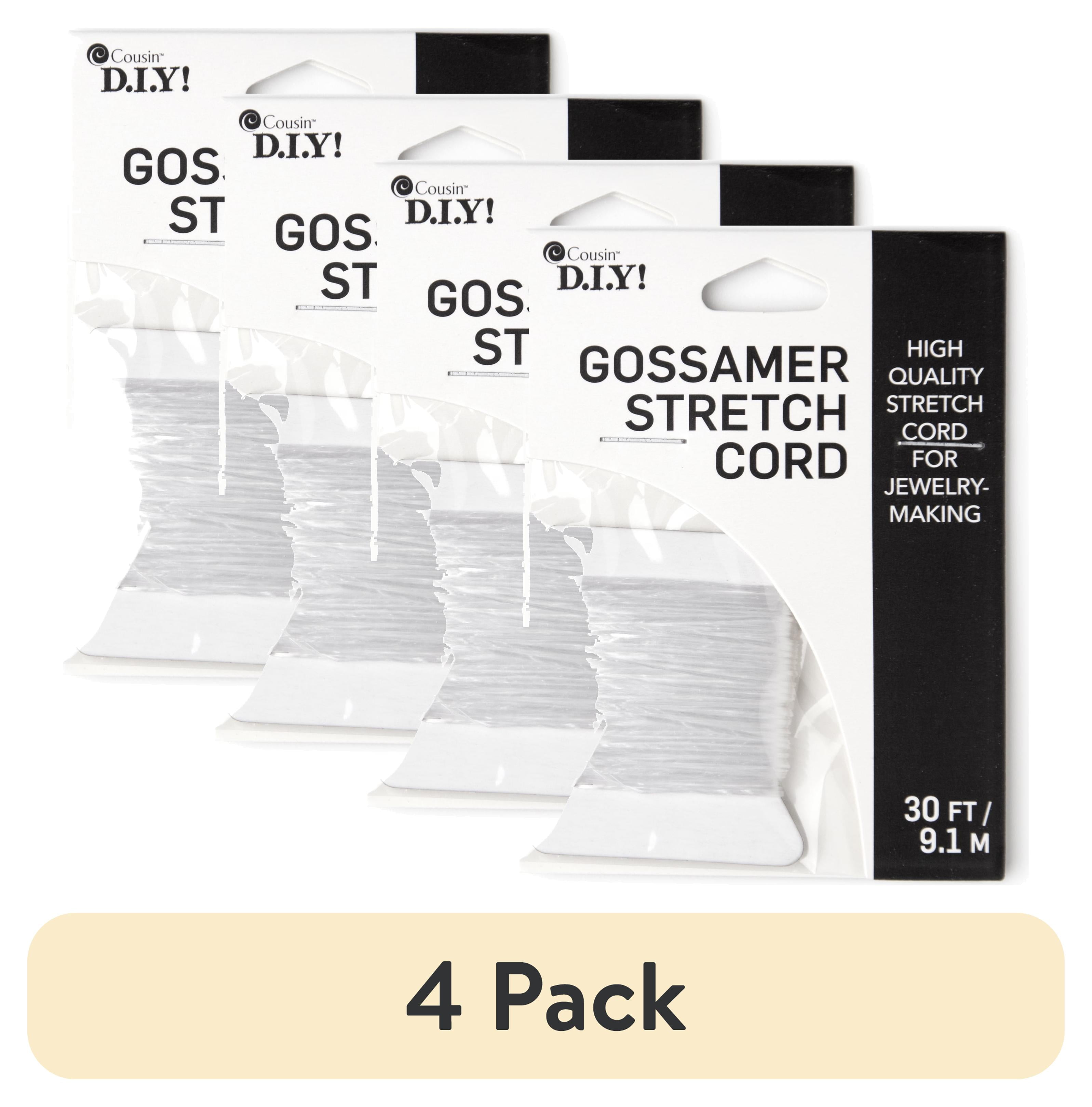 (4 pack) Cousin DIY Gossamer Stretch Cord, 30 ft Roll, Jewelry Making, White