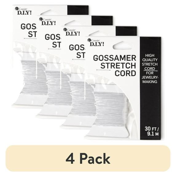 (4 pack) Cousin DIY Gossamer Stretch Cord, 30 ft Roll, Jewelry Making, White
