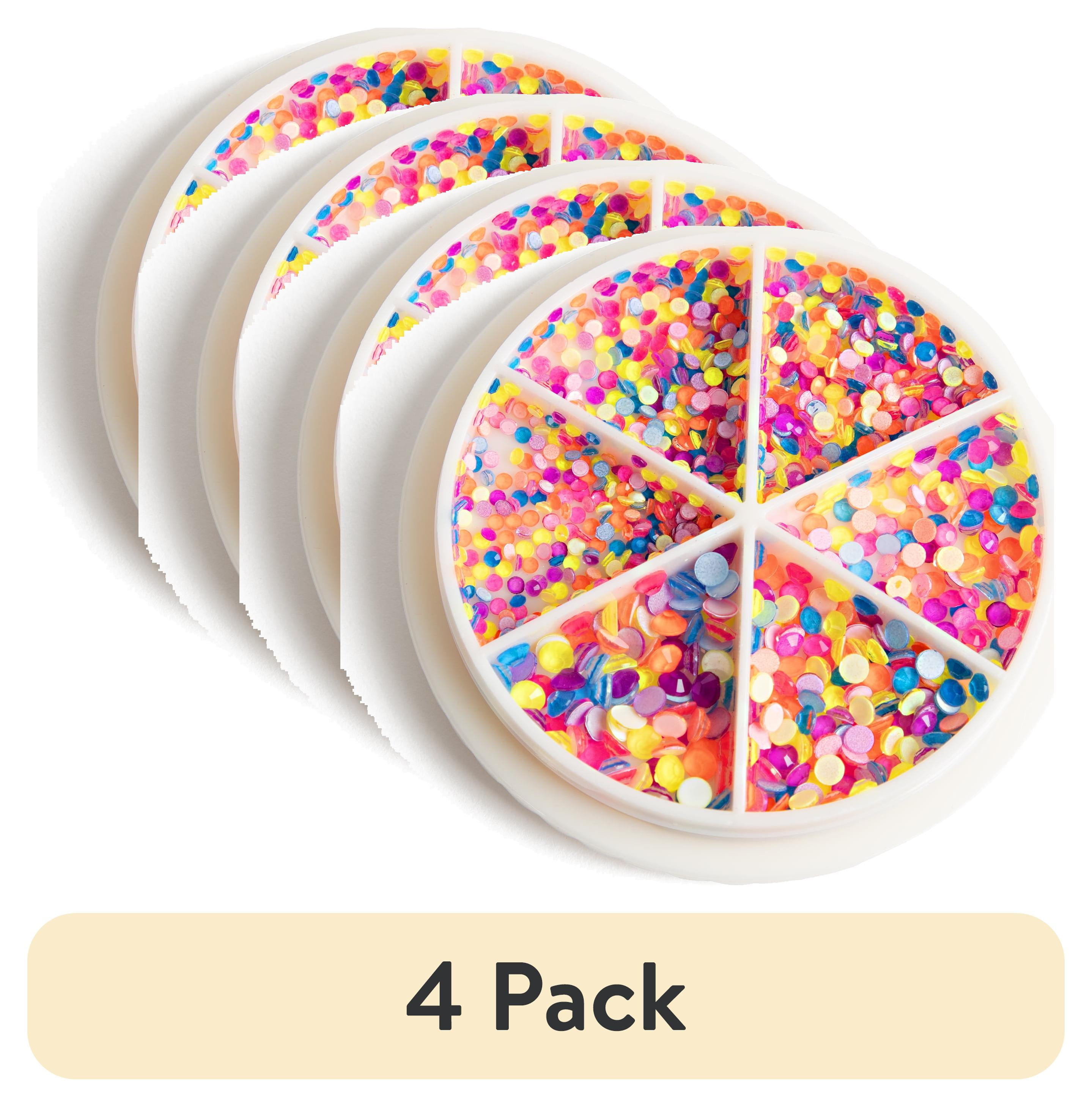 (4 pack) Cousin DIY Neon Multi-Color Flatback Crystal Wheel, 1046 Pieces, Assorted Sizes 1.6-3.2 mm, Adult