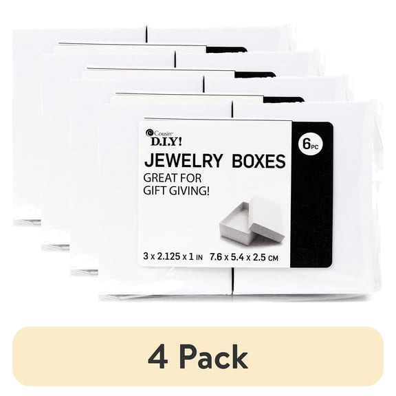 (4 pack) (4 pack) CousinDIY Small Rectangle 3x2in Paper Jewelry Boxes, White, Pendant/Earring, 69990135, 6 Piece