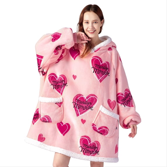 (4 pack) Cozy Comfort Wearable Blanket Hoodie, Women's Sherpa Fleece Pop Graphics