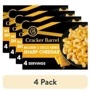 (4 pack) Cracker Barrel Sharp Cheddar Mac N Cheese Macaroni and Cheese Dinner, 14 oz Box, Shelf-Stable
