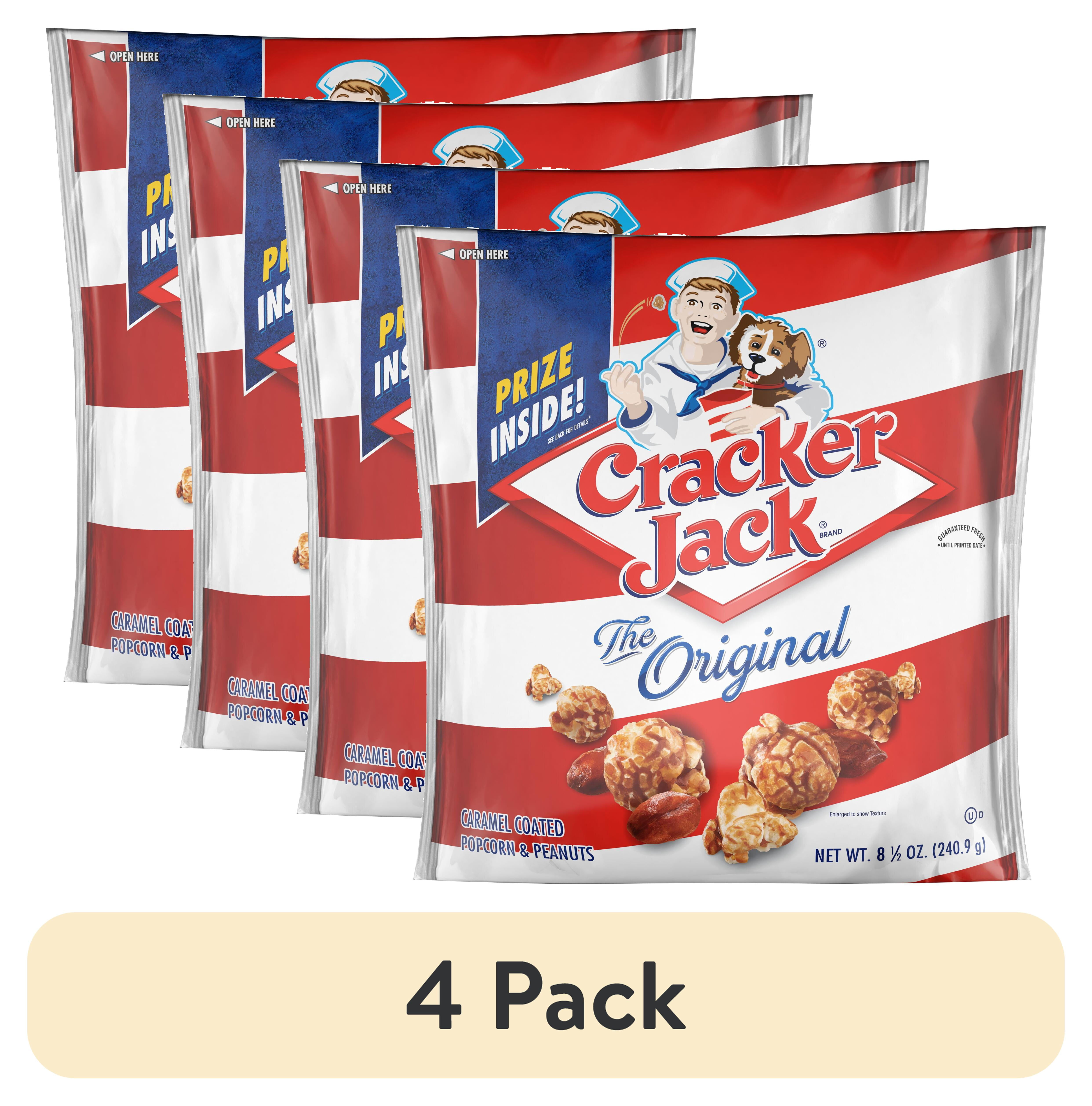 (4 pack) Cracker Jack Crunchy Caramel Coated Popcorns & Peanuts 8.5oz Bag