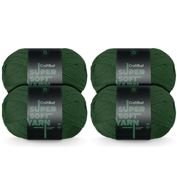(4 pack) Craftbud Acrylic Yarn For Crocheting And Knitting, (370 Yards) Worsted Medium #4 Crochet Yarn For Beginners, Hunter Green