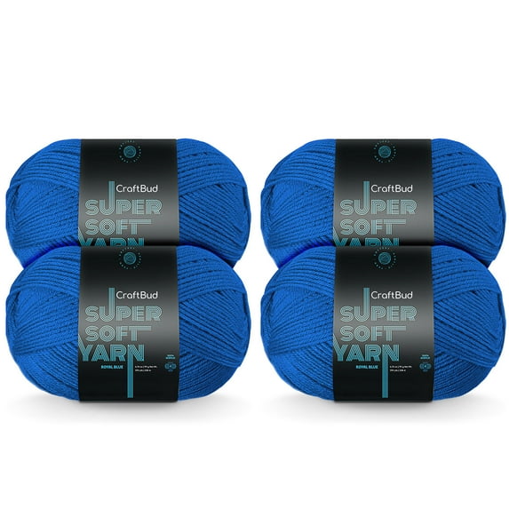 (4 pack) Craftbud Acrylic Yarn For Crocheting And Knitting, (370 Yards) Worsted Medium #4 Crochet Yarn For Beginners, Royal Blue
