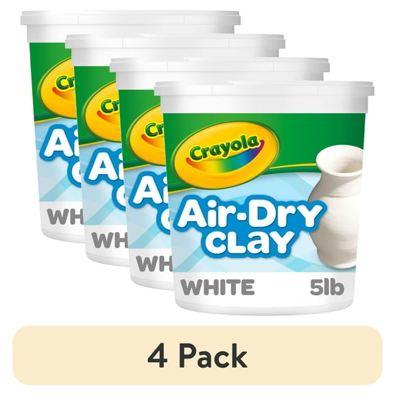 (4 pack) Crayola Air Dry Clay Bucket, 5 lbs White Clay, Classroom Supplies for Teachers, School Supplies, Crafts, 4+