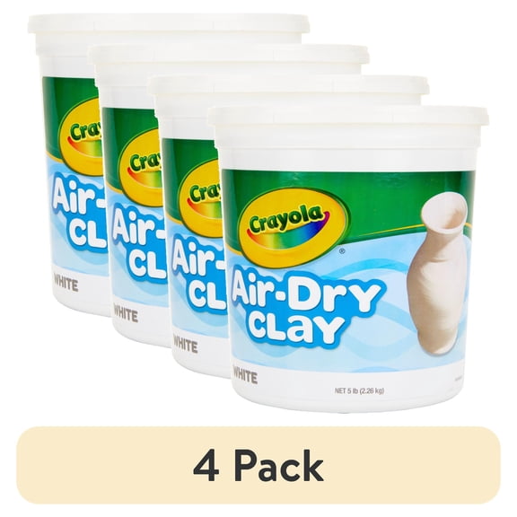 (4 pack) Crayola Air Dry Clay Bucket, 5 lbs White Clay, Classroom Supplies for Teachers, School Supplies, Crafts, 4+