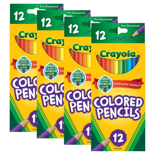 (4 pack) Crayola Colored Pencil Set, 12 Ct, Back to School Supplies for