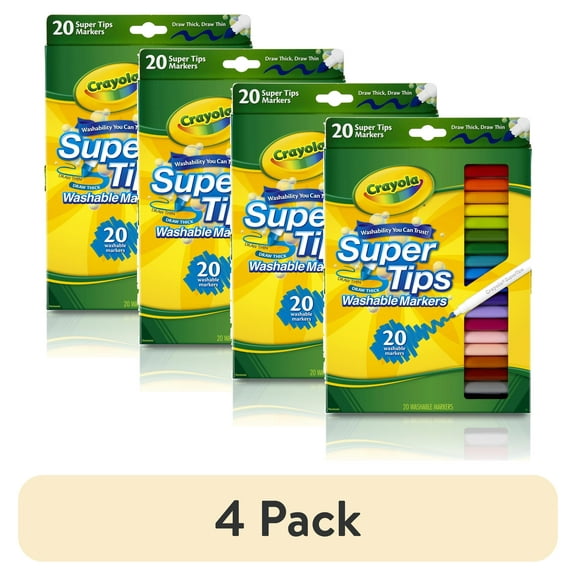 (4 pack) Crayola Super Tips Washable Markers for Kids, 20 Ct, School Supplies, Classroom Must Haves, Bullet Journaling, Gift for Kids, Ages 3+