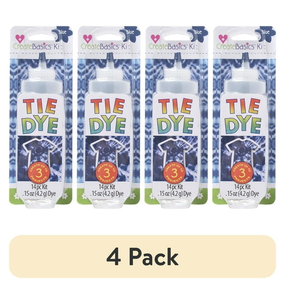 (4 pack) Create Basics 1 Color Tie Dye Kit, Blue, 4 fl oz Dye